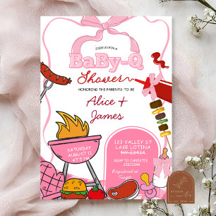 Roze Strik Roze Tuin BabyQ Baby Shower Kaart