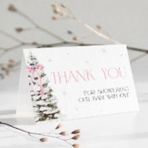Roze Strik Roze Winter Wonderland Bedankt