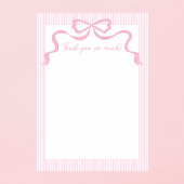 Roze strik, roze & wit lint bedankkaart