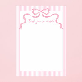 Roze strik, roze & wit lint bedankkaart
