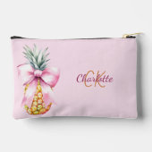 Roze strik rozeappel tropisch monogram etui (Achterkant)