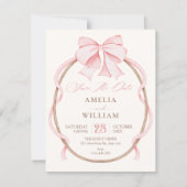 Roze strik save the date (Voorkant)
