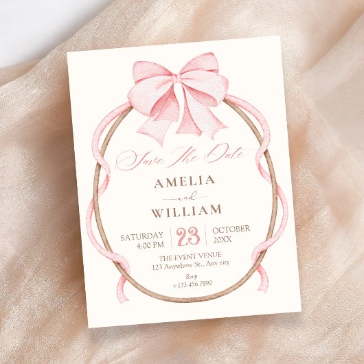 Roze strik save the date