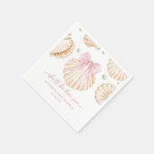 Roze strik schelp babyshower servetten (Hoek)