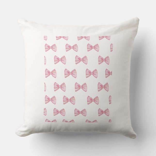Roze strik Sierkussen - Coquette Kamer Decor (Voorkant)