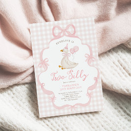Roze Strik Silly Goose Ballon Meisje 2e Verjaardag Kaart