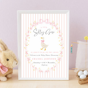 Roze Strik Silly Goose Coquette Gingham Baby Borre Poster