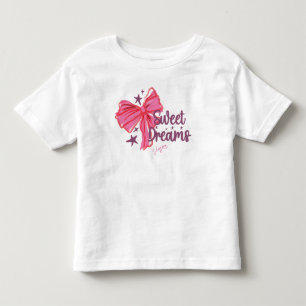 Roze Strik "Slaap Mooie Dromen" Glitter Typografie Kinder Shirts