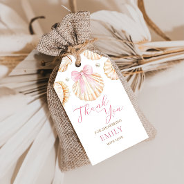 Roze Strik Slakkenhuisjes Baby Shower Bedank Cadea Cadeaulabel