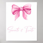 Roze strik - snoep en traktaties baby shower poste poster (Voorkant)