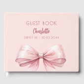 Roze strik SWEET 16 Gastenboek (Voorkant)