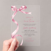 Roze strik Sweet 16 verjaardag  Acryl Uitnodigingen (Insitu (Draagbaar))