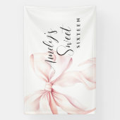 Roze Strik Sweet Sixteen Verjaardag Backdrop Spandoek (Verticaal)