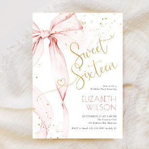 Roze Strik Sweet Sixteen Verjaardag Kaart