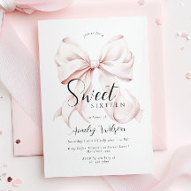Roze Strik Sweet Sixteen Verjaardagsuitnodiging