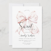 Roze Strik Sweet Sixteen Verjaardagsuitnodiging Kaart (Voorkant)