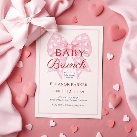 Roze Strik Sweetheart Baby Shower Brunch Kaart