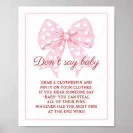 Roze Strik Sweetheart Baby Shower Zeg Niet Baby Poster