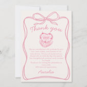 Roze Strik Taart Verjaardag Foto Bedankt Kaart (Voorkant)