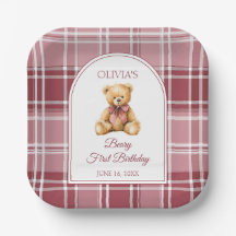 Roze Strik Teddybeer 1e Verjaardag