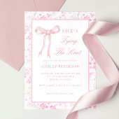 Roze Strik Toile Zij Knoop Het Bruidsfeest Kaart