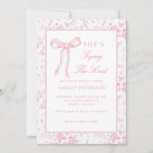 Roze Strik Toile Zij Knoop Het Bruidsfeest Kaart (Voorkant)