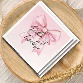 Roze strik twaalf verjaardag papieren servet