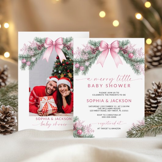 Roze Strik Uitnodiging voor een Baby Shower