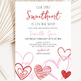 Roze Strik Valentijns Baby Shower Kaart