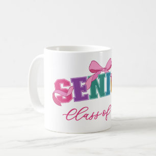 Roze Strik Varsity Letter Afstudeerklas Jaar Koffiemok