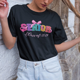 Roze Strik Varsity Letter Afstudeerklas Jaar T-shirt