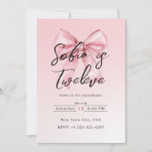 🎀 Roze Strik Verjaardagsfeest Uitnodigingskaarten Kaart (Voorkant)