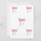🎀 Roze Strik Verjaardagsfeest Uitnodigingskaarten Kaart (Achterkant)