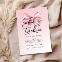 🎀 Roze Strik Verjaardagsfeest Uitnodigingskaarten