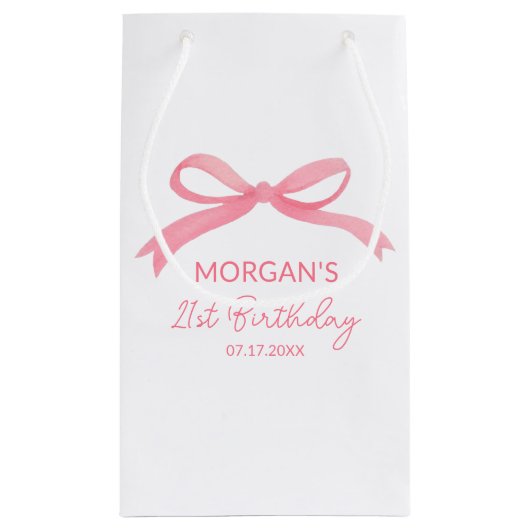 Roze Strik Verjaardagsfeestje Schattige Naam Klein Cadeauzakje (Achterkant)