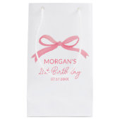 Roze Strik Verjaardagsfeestje Schattige Naam Klein Cadeauzakje (Voorkant)
