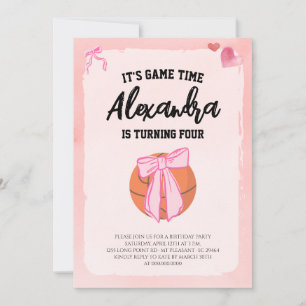 Roze Strik Verleidelijke Meisjes Basketbal Verjaar Kaart