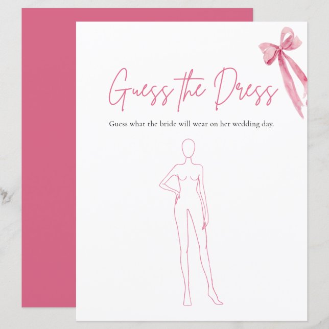 Roze Strik Vermoed De Trouwjurk Bruidsfeest Spel (Voorkant / Achterkant)