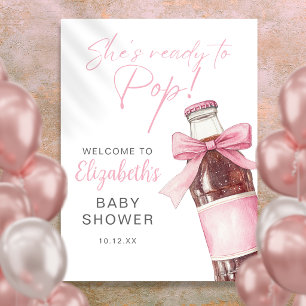 Roze Strik Verpakkingsfles Baby Shower Welkomstbor Poster