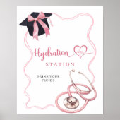 Roze Strik Verpleegster Afstudeer Hydratatie Stati Poster (Voorkant)
