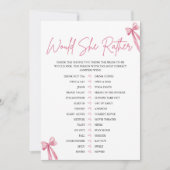 Roze Strik Verwachting Bruidsfeest Spel Kaart (Voorkant)