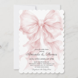 Roze Strik Voorbereid Baby Borrel Kaart