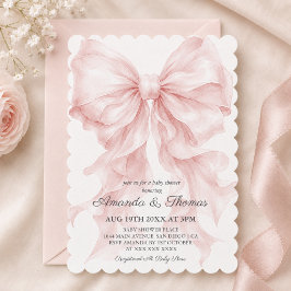 Roze Strik Voorbereid Baby Borrel Kaart
