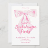 Roze strik vrijgezellenfeest kaart (Voorkant)