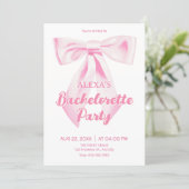 Roze strik vrijgezellenfeest kaart (Staand voorkant)