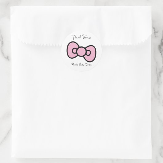 Roze strik vrolijke baby shower verjaardagsfeestje ronde sticker (Tas)