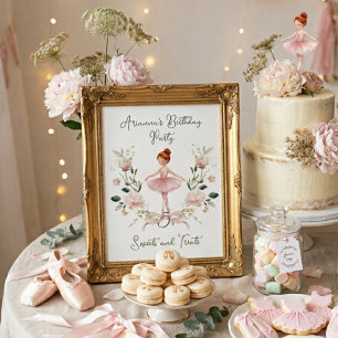 Roze Strik Watereffect Ballerina Verjaardag Zoete Poster