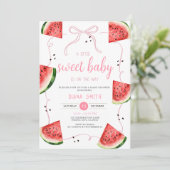 Roze Strik Watermeloen Baby Shower Kaart (Staand voorkant)