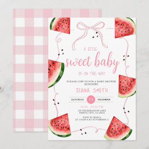 Roze Strik Watermeloen Baby Shower Kaart