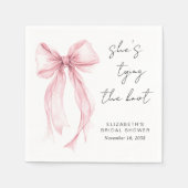 Roze Strik Waterschildering Bruiloft Servet (Voorkant)